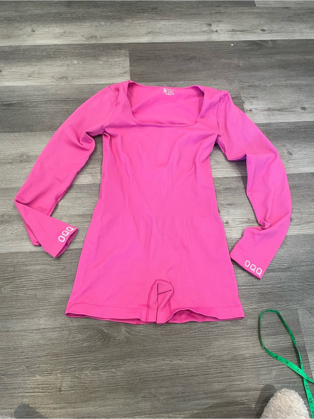 Women’s Pink Long-Sleeve Ribbed One-Piece Romper OQQ